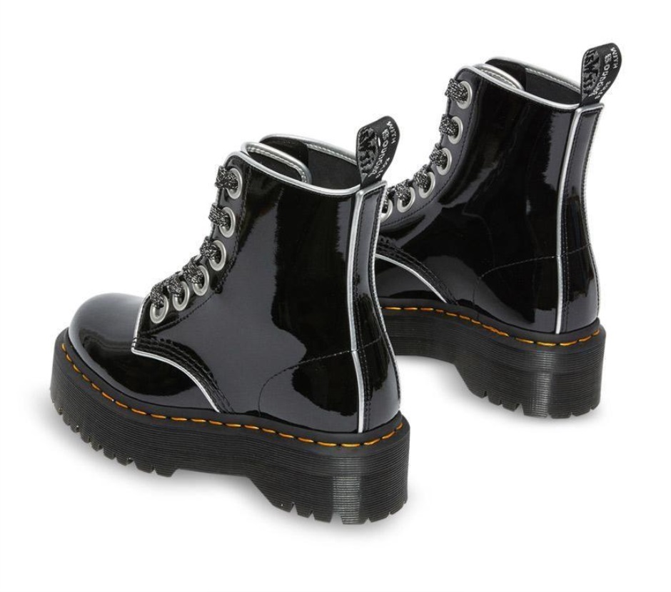 Black/silver Patent Lamper Dr Martens Schweiz Molly Patent Lamper