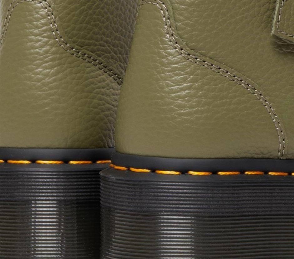 Devon Flower 2 Strap Khaki Green Milled Nappa Dr Martens Schweiz