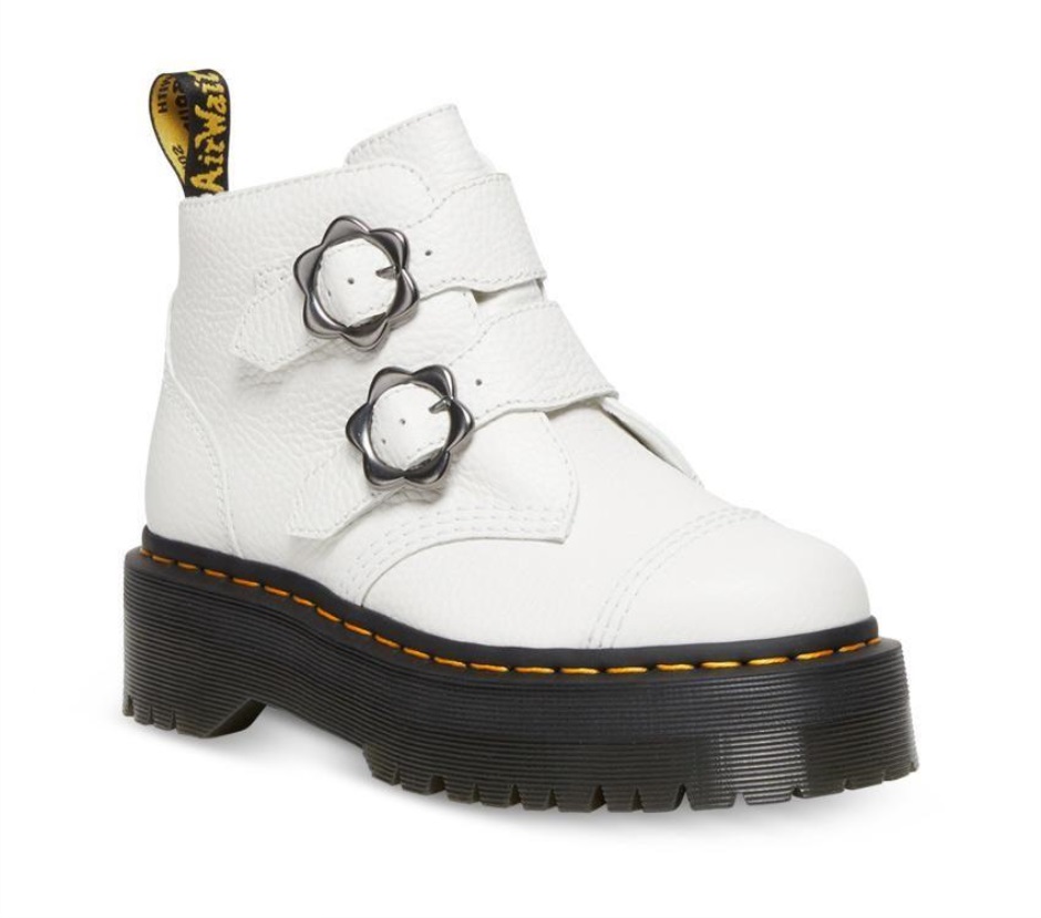 Dr Martens Schweiz Zürich White Milled Nappa Devon Flower 2 Strap
