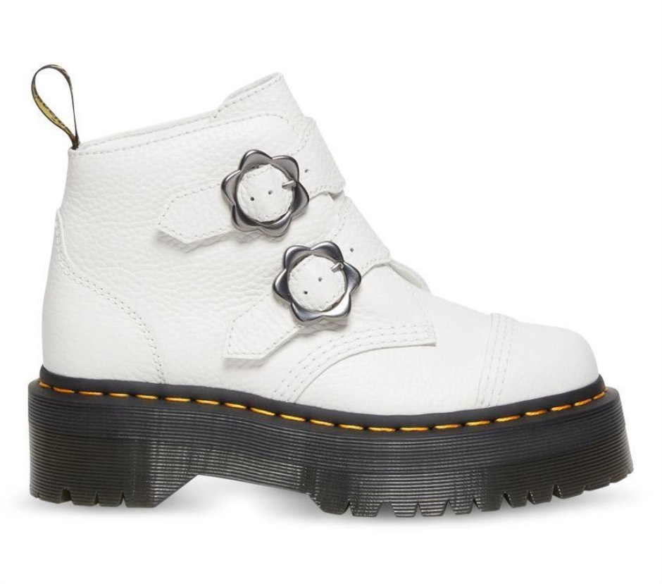 Dr Martens Schweiz Zürich White Milled Nappa Devon Flower 2 Strap