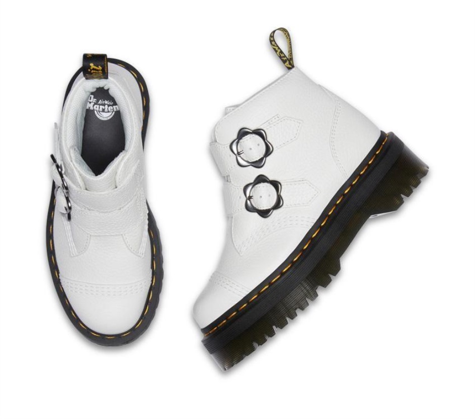 Dr Martens Schweiz Zürich White Milled Nappa Devon Flower 2 Strap