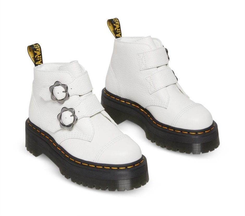 Dr Martens Schweiz Zürich White Milled Nappa Devon Flower 2 Strap