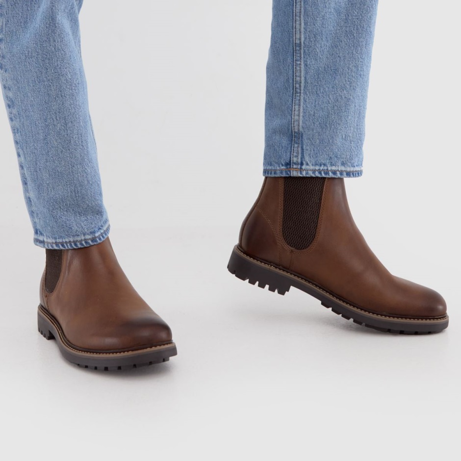 Brown Dr Martens Schweiz Schuh Dylan Leather Chelsea Boots