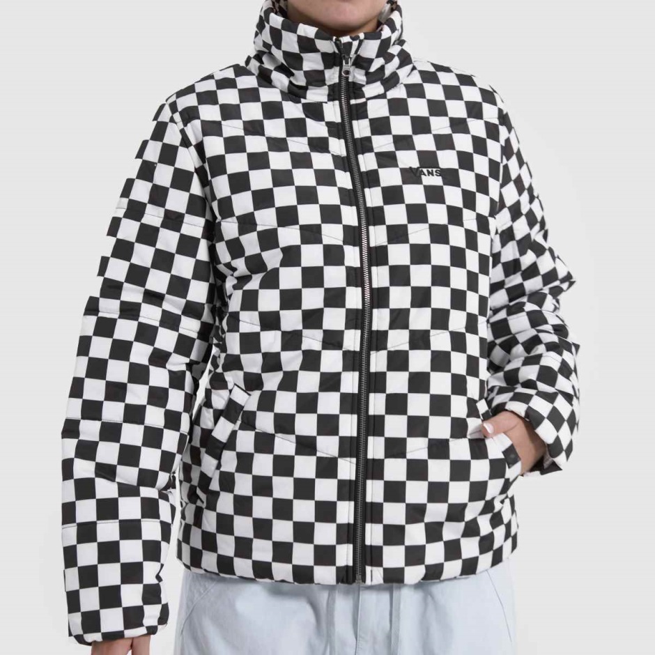 Schwarz-weiße Dr Martens Schweiz Vans Foundry Checkerboard Jacke