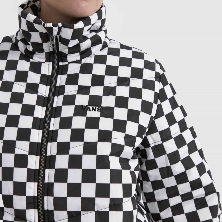 Schwarz-weiße Dr Martens Schweiz Vans Foundry Checkerboard Jacke
