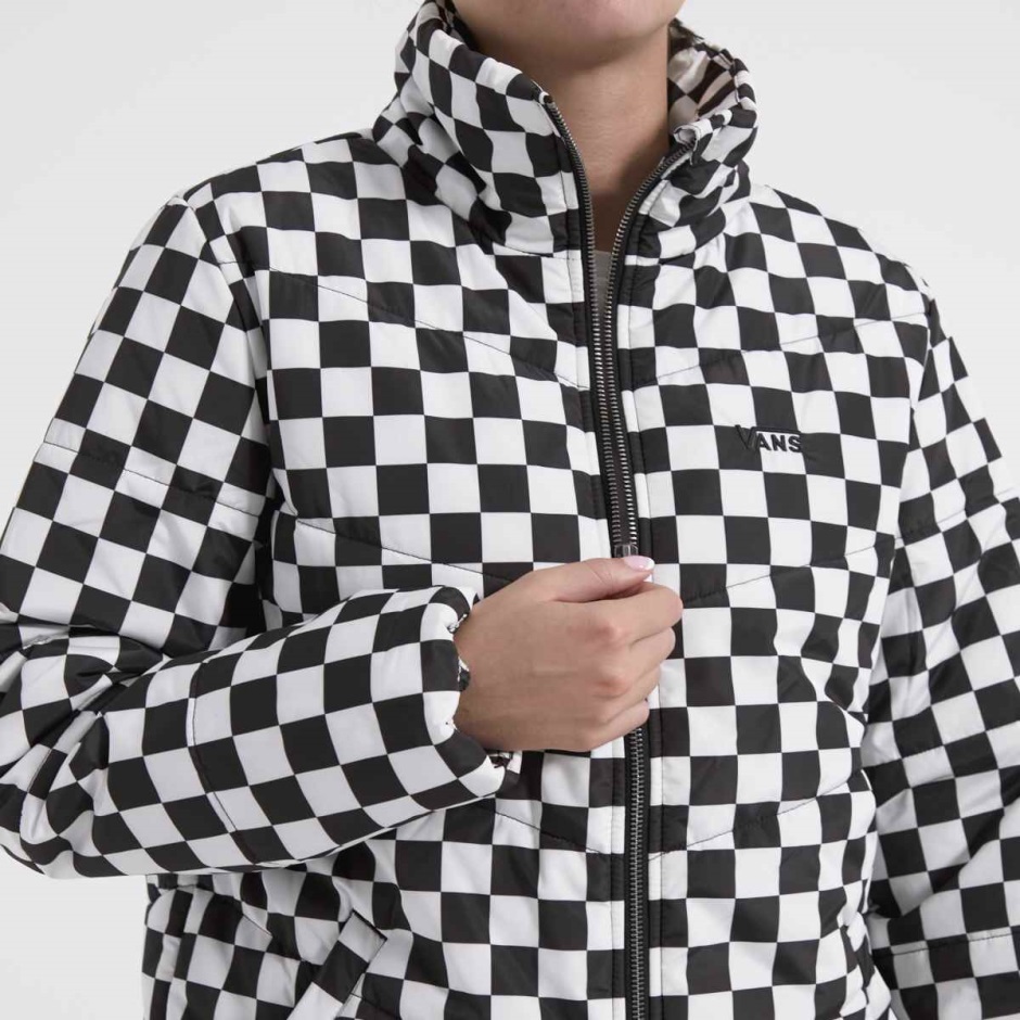 Schwarz-weiße Dr Martens Schweiz Vans Foundry Checkerboard Jacke