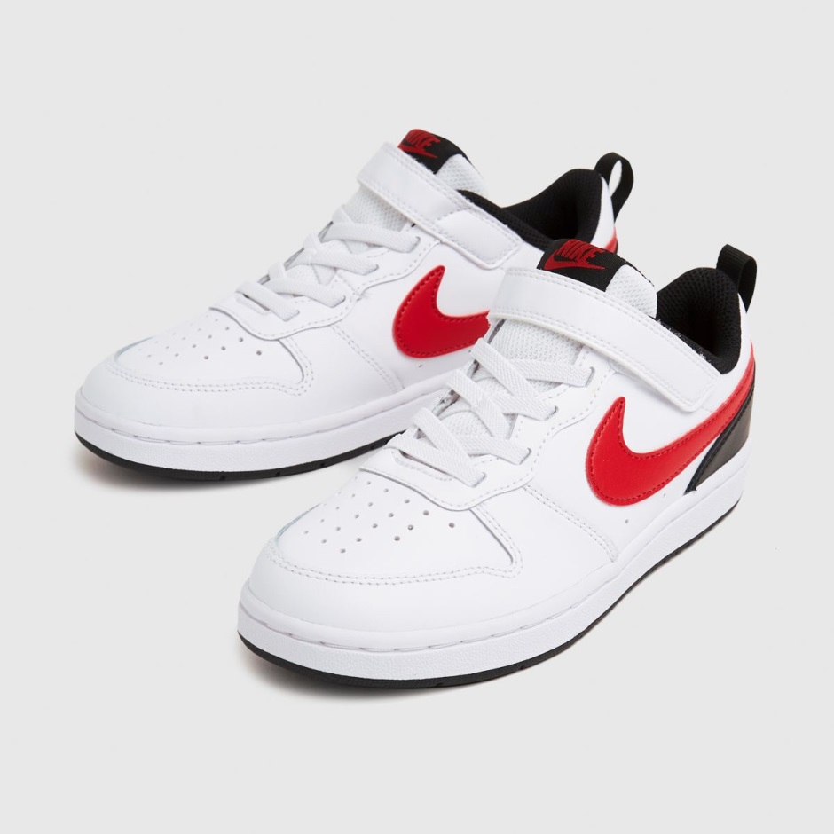 Dr Martens Schweiz Zürich Nike Court Borough Low 2 Jungen Junior Turnschuhe Weiss-rot