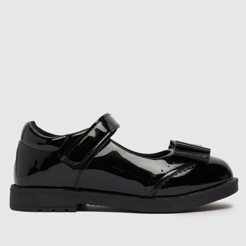Dr Martens Schweiz Zürich Schuh Laughter Patent Bow Girls Junior Shoes Black