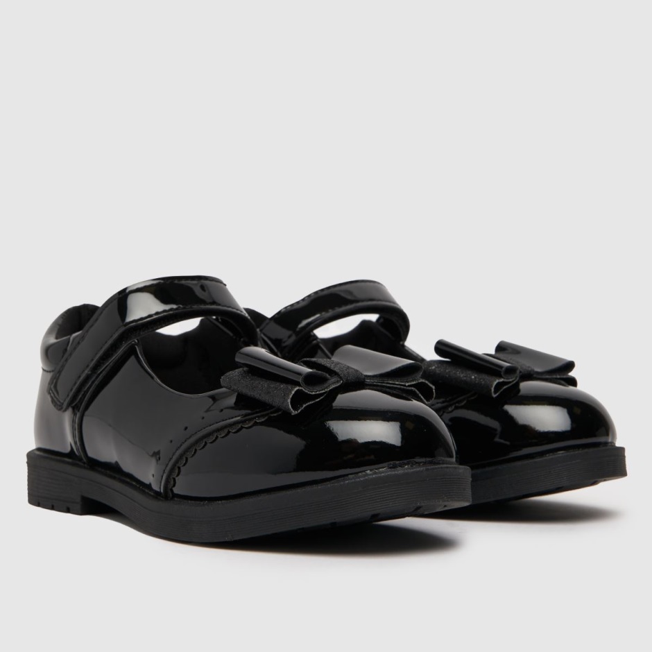 Dr Martens Schweiz Zürich Schuh Laughter Patent Bow Girls Junior Shoes Black