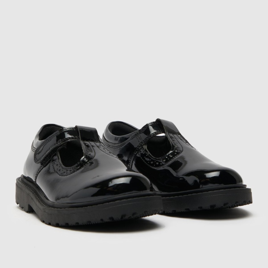 Schwarz Dr Martens Schweiz Schuh Lock Patent T Bar Mädchen Junior Schuhe