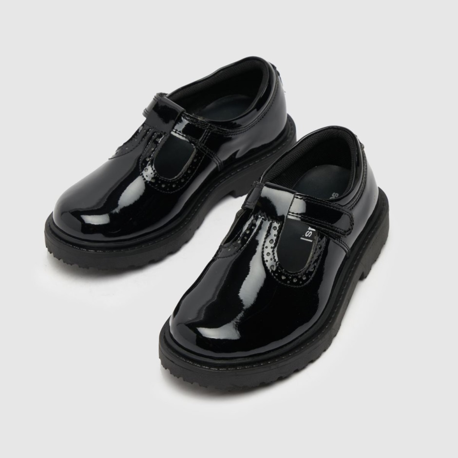 Schwarz Dr Martens Schweiz Schuh Lock Patent T Bar Mädchen Junior Schuhe