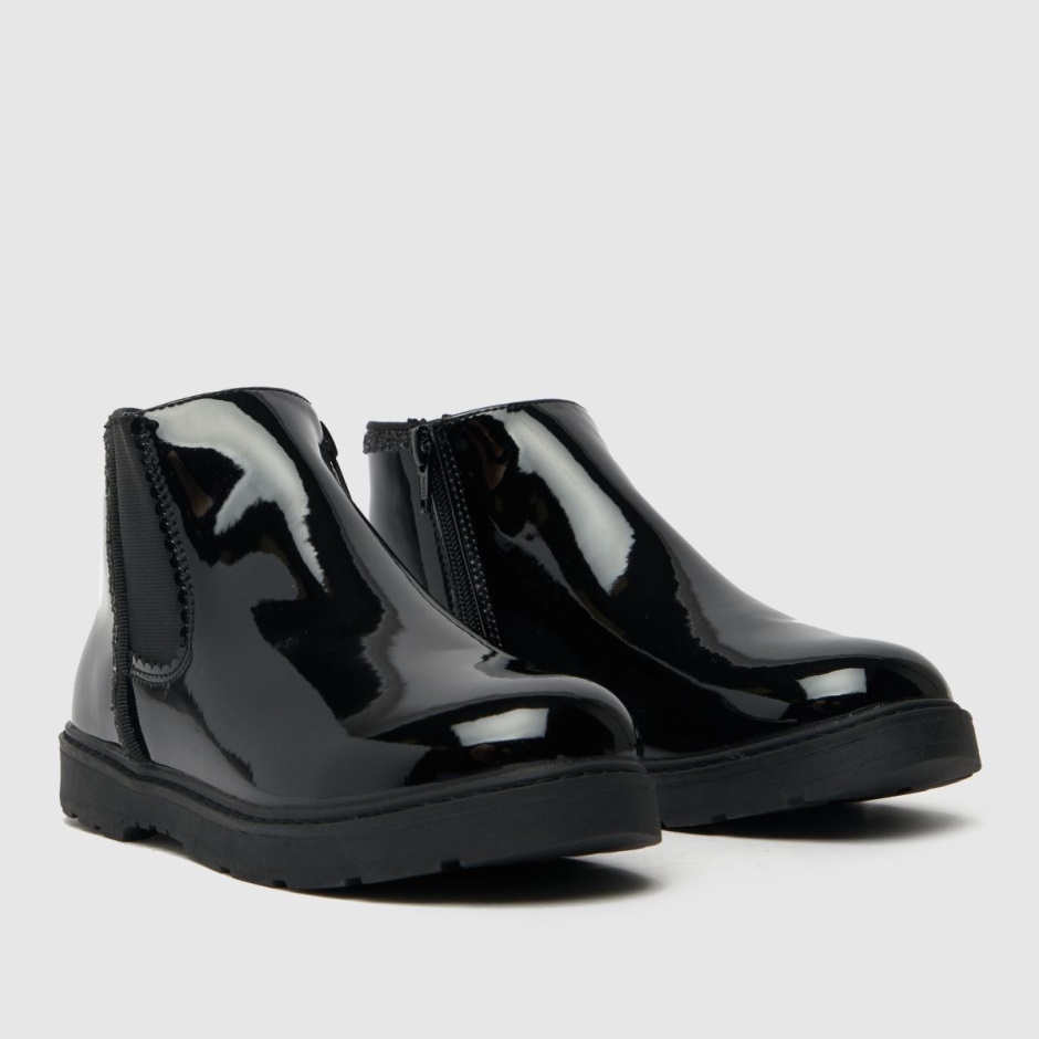 Black Dr Martens Schweiz Schuh Cheeky Patent Chelsea Girls Junior Boots