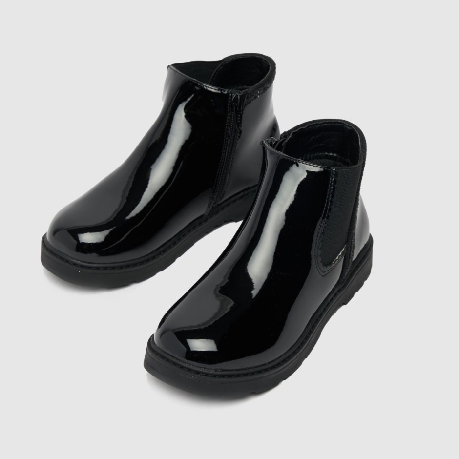 Black Dr Martens Schweiz Schuh Cheeky Patent Chelsea Girls Junior Boots