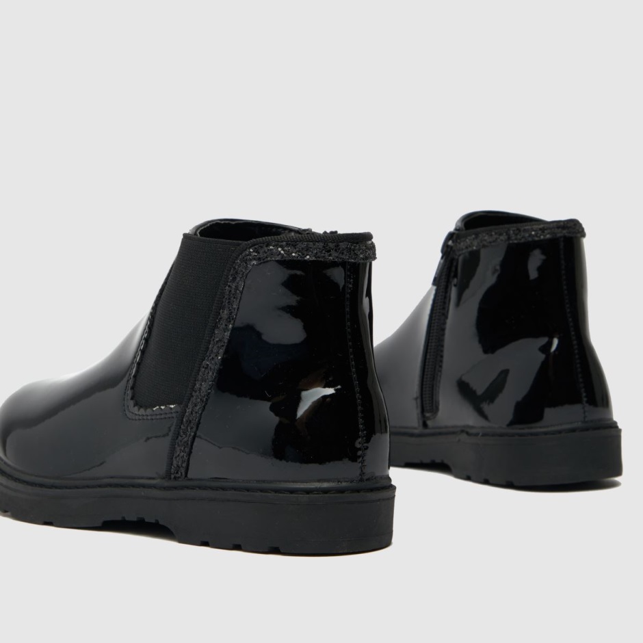 Black Dr Martens Schweiz Schuh Cheeky Patent Chelsea Girls Junior Boots