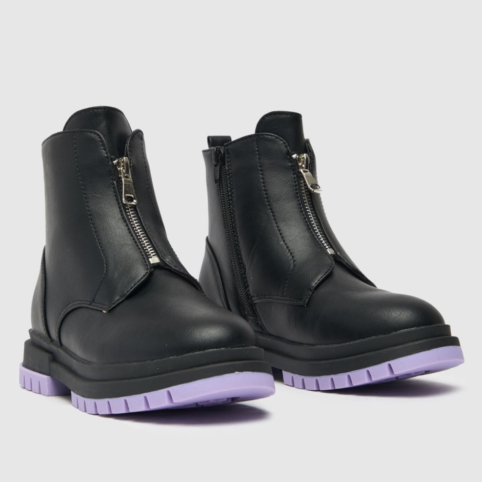 Dr Martens Schweiz Zürich Black-purple Schuh Cute Front Zip Girls Junior Boots