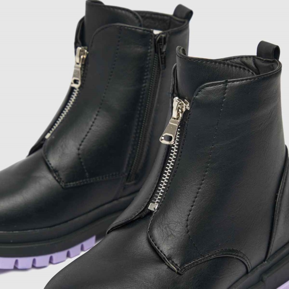 Dr Martens Schweiz Zürich Black-purple Schuh Cute Front Zip Girls Junior Boots