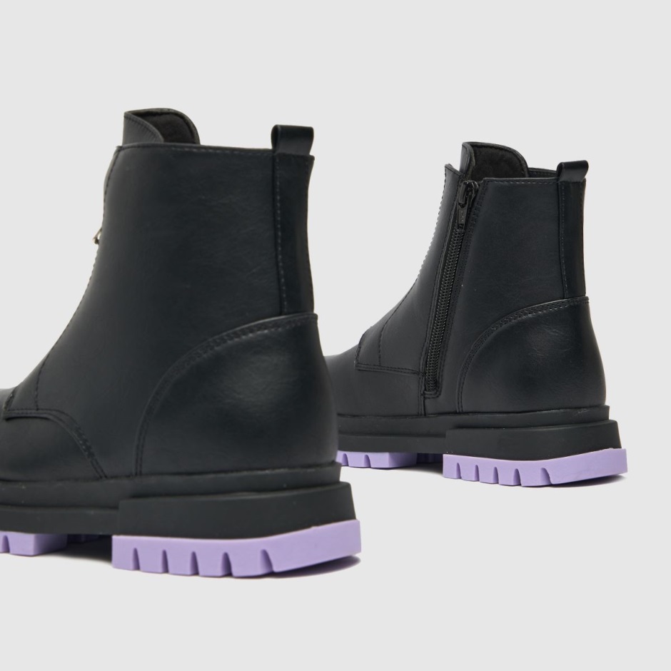 Dr Martens Schweiz Zürich Black-purple Schuh Cute Front Zip Girls Junior Boots