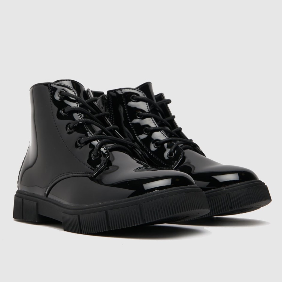 Dr Martens Schweiz Zürich Black Schuh Chant Patent Lace Girls Junior Boots