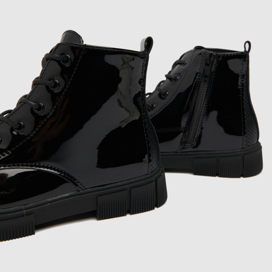Dr Martens Schweiz Zürich Black Schuh Chant Patent Lace Girls Junior Boots
