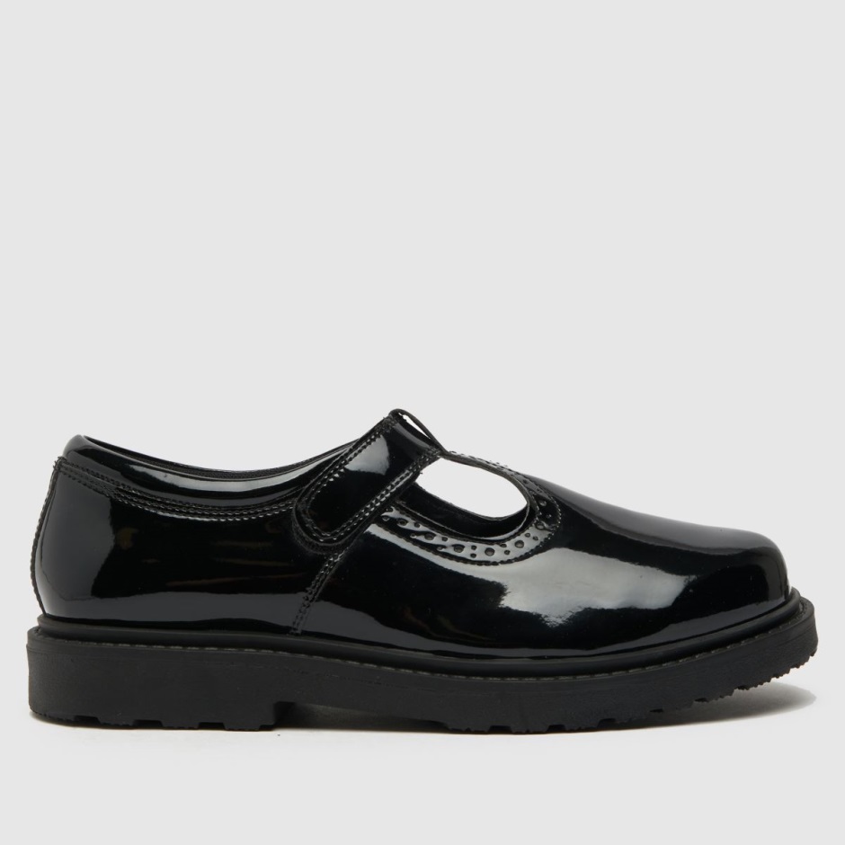 Schwarz Dr Martens Schweiz Schuh Lock Patent T Bar Mädchen Jugendschuhe