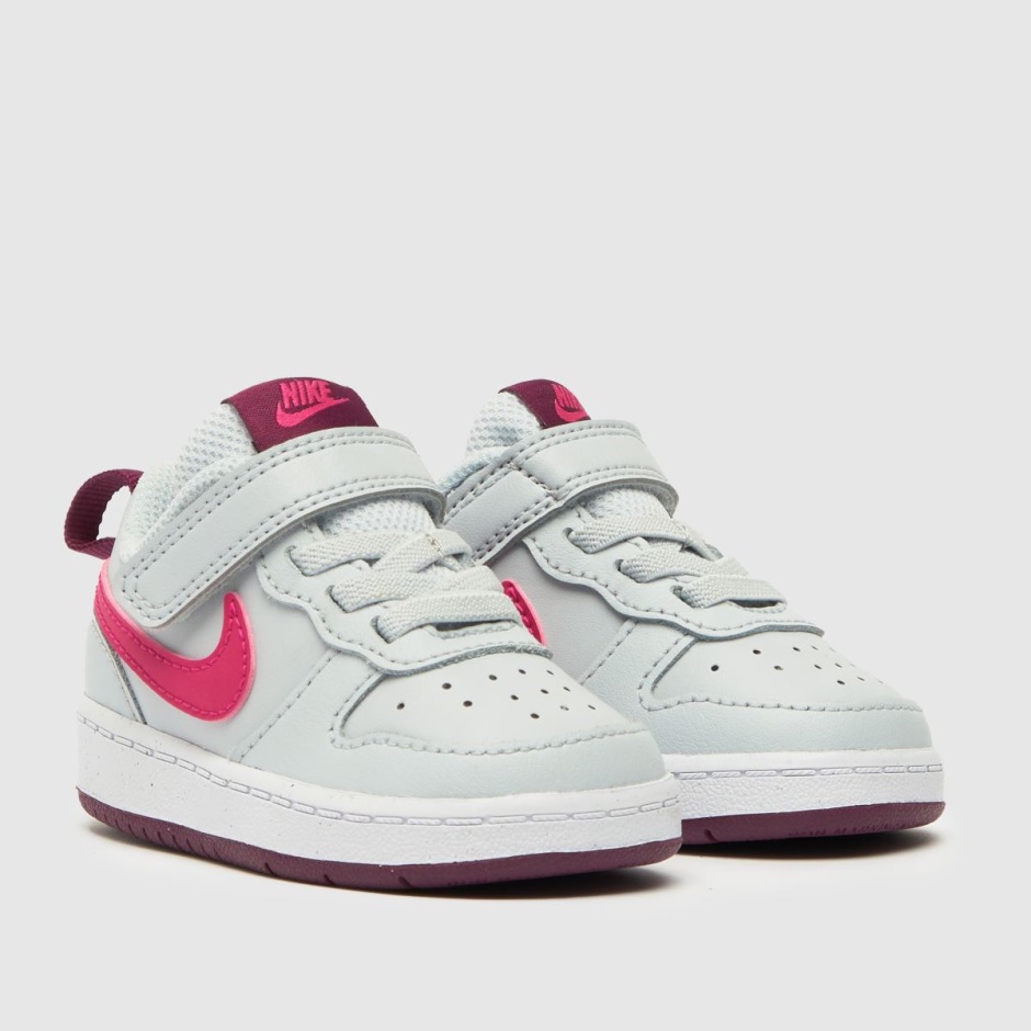 Hellgrau Dr Martens Schweiz Nike Court Borough Low 2 Mädchen Kleinkind Turnschuhe