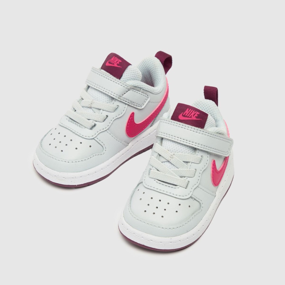 Hellgrau Dr Martens Schweiz Nike Court Borough Low 2 Mädchen Kleinkind Turnschuhe