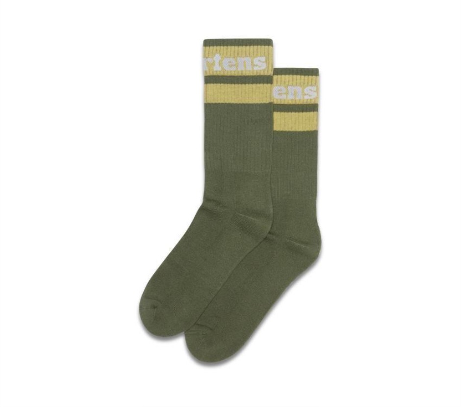 Khakifarbene Baumwollmischung-schwarze Baumwollmischung Athletische Socken Mit Logo Dr Martens Schweiz